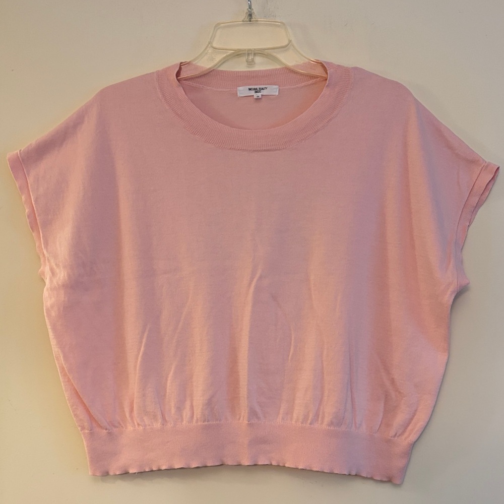 Natural Beauty Basic Women's‎ Pink Cropped Oversized Basic Top, size M